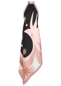 CELESTE SCARF HALTER DRESS