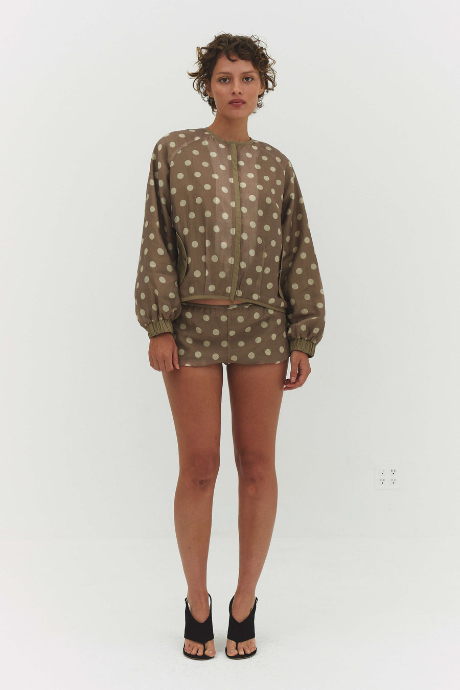 FABIO VOILE JACKET IN CREAM AND MOCHA