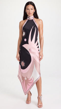 CELESTE SCARF HALTER DRESS
